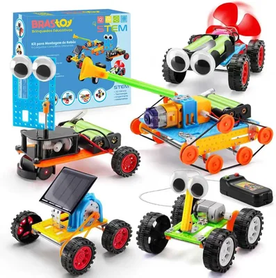Kit de Robótica STEM 5 em 1 Carrinhos-Robô para Montar